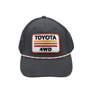 Toyota 4WD Retro Patch Rope Trucker Snapback Hat Cap 4X4 TRD Dark Grey Brand New